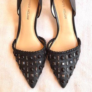 Antonio Melani Black Leather D' Orsay Pumps